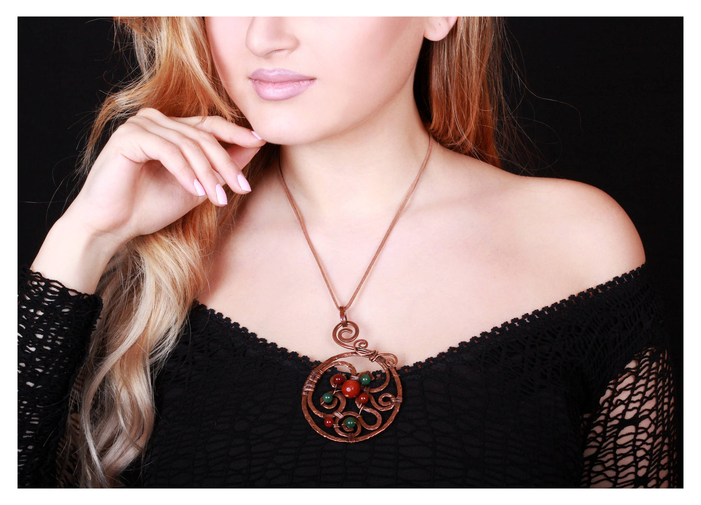 Handmade Red Flower Filigree Pendant Necklace - Spring Jewelry - Armenian Gift of Authenticity