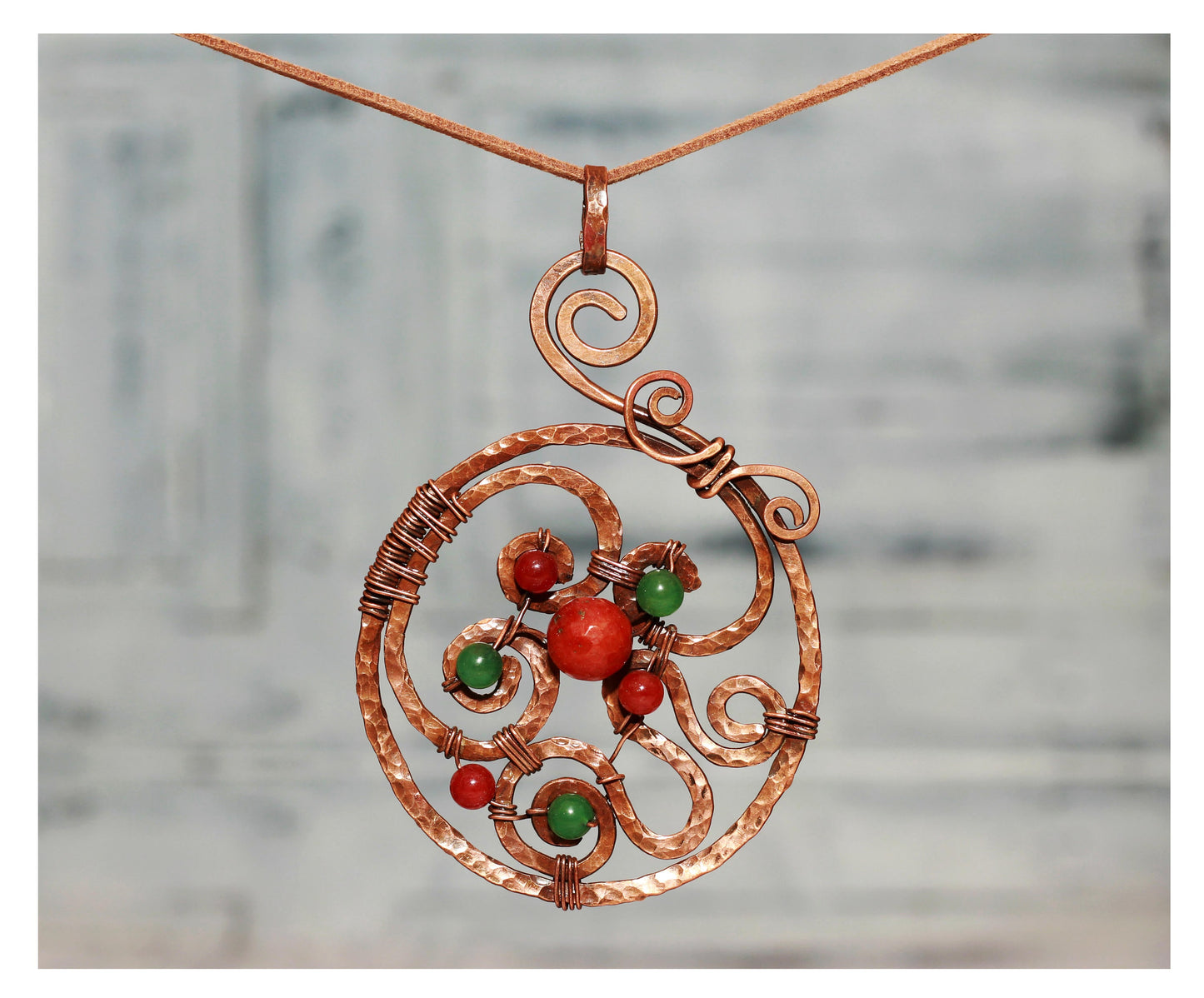 Handmade Red Flower Filigree Pendant Necklace - Spring Jewelry - Armenian Gift of Authenticity