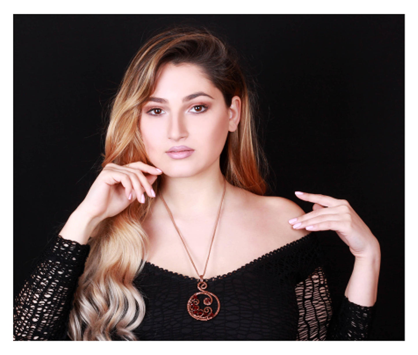 Wirewrapped Pomegranate Seed Pendant in Burgundy - Armenian Gift from Armenia