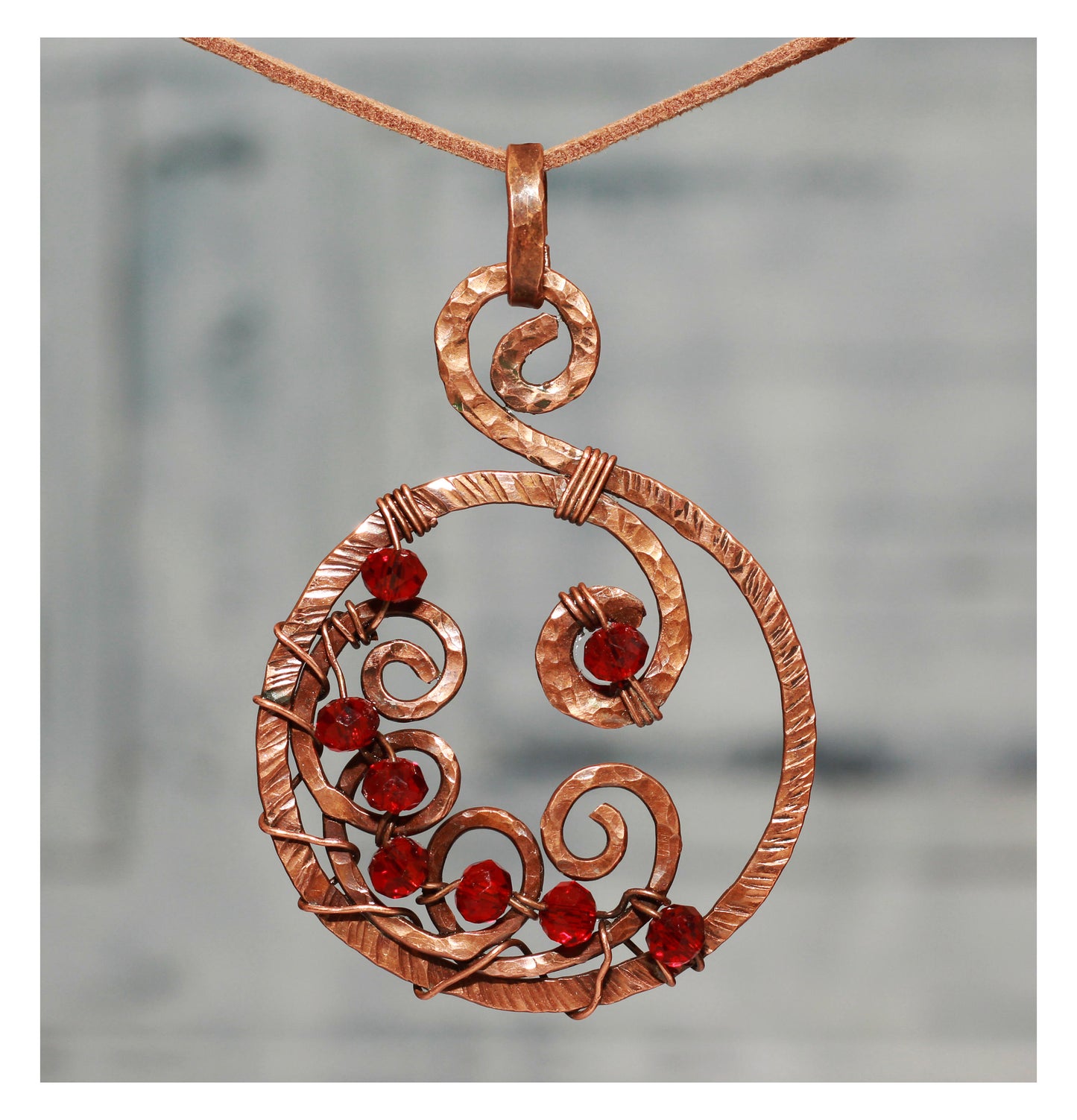 Wirewrapped Pomegranate Seed Pendant in Burgundy - Armenian Gift from Armenia
