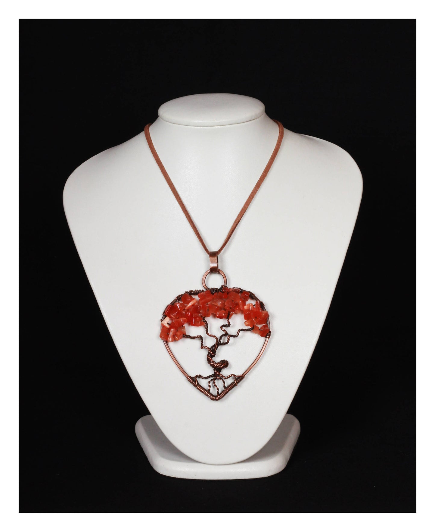 Tree of Life Pendant, Heart Necklace, Tree of Life Necklace, Orange Necklace, Fall Fashion, Autumn Fashion, Agate Pendant, Armenian Gift,