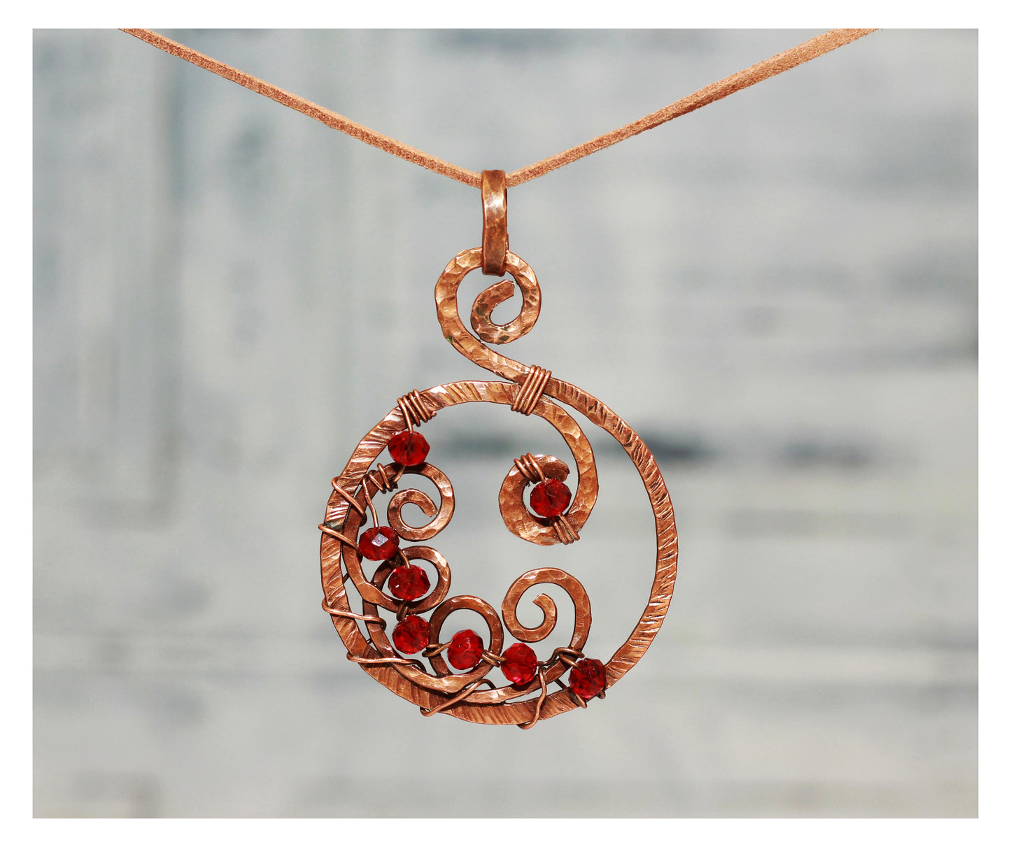 Wirewrapped Pomegranate Seed Pendant in Burgundy - Armenian Gift from Armenia