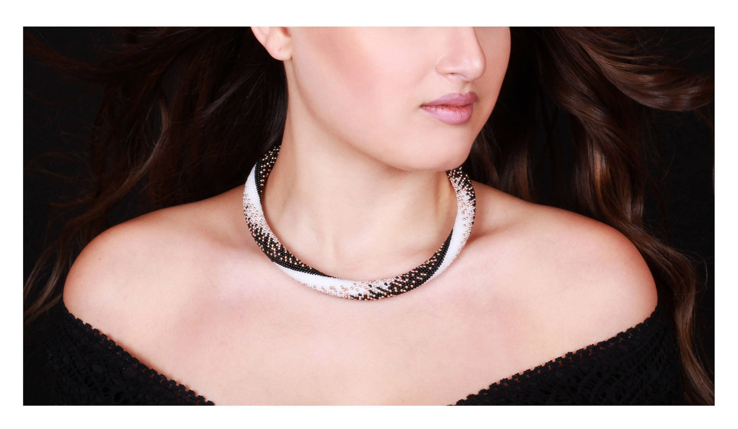 Snake Skin Crochet Rope Necklace - Formal Animal Print Jewelry for Evening Accessories