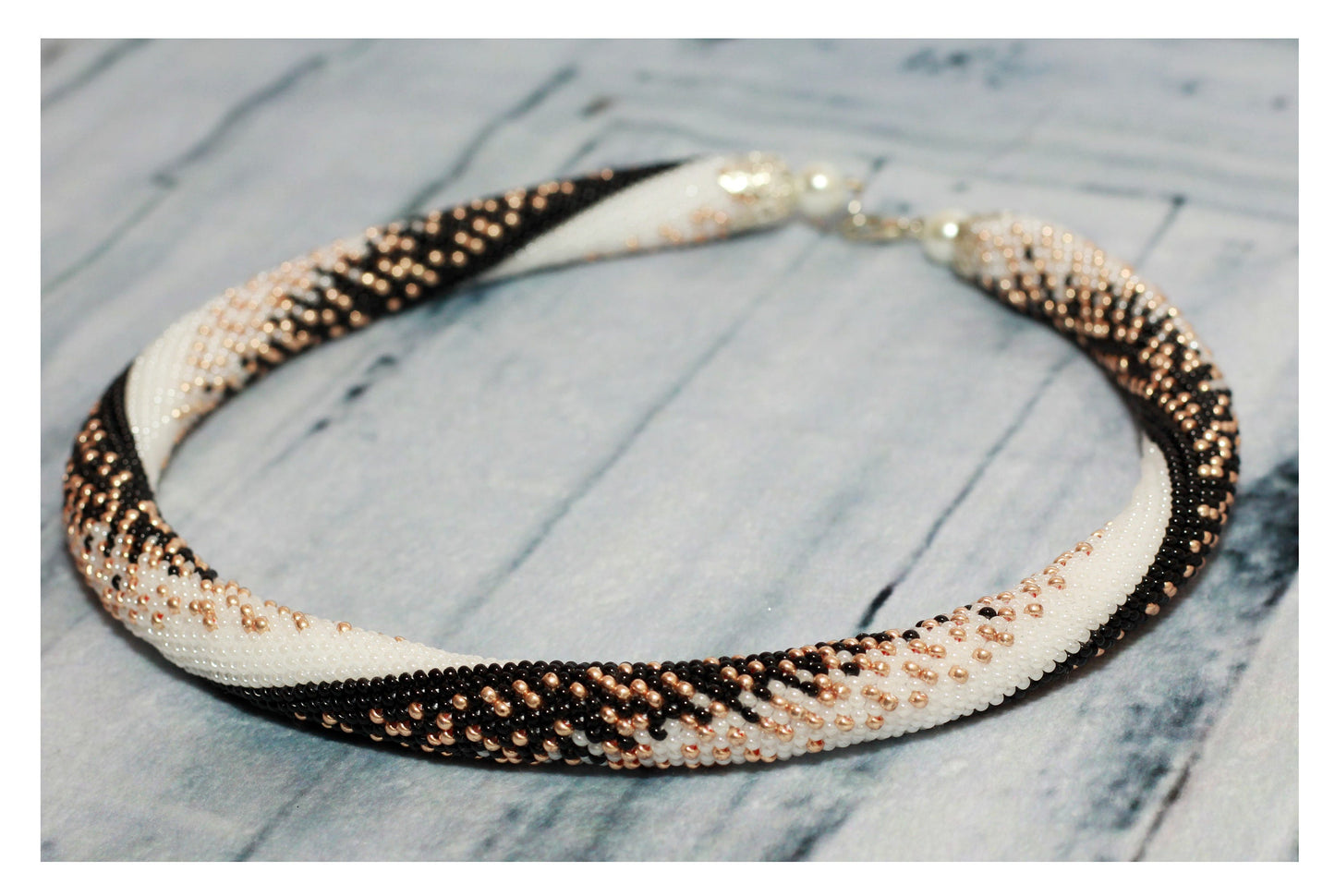 Snake Skin Crochet Rope Necklace - Formal Animal Print Jewelry for Evening Accessories