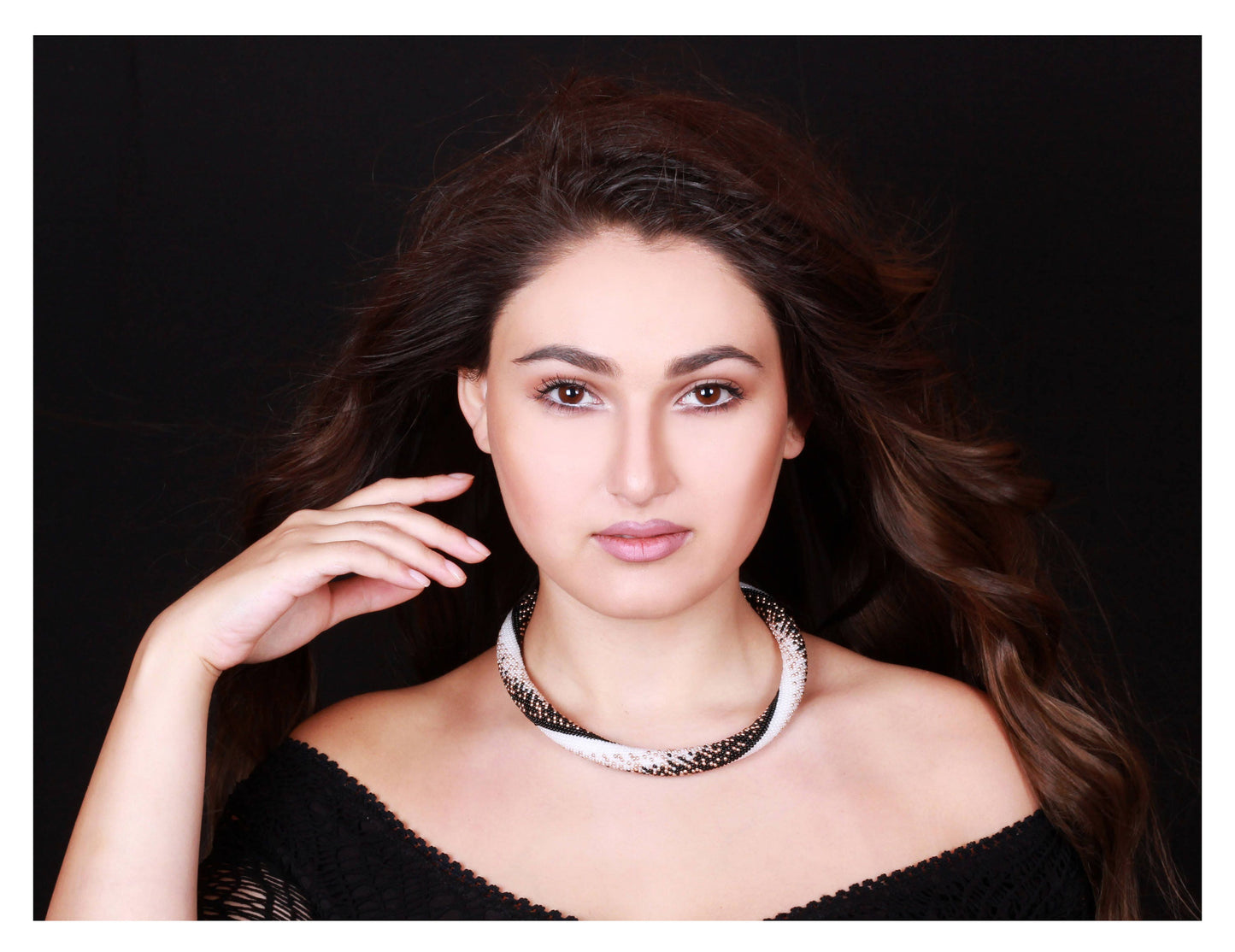 Snake Skin Crochet Rope Necklace - Formal Animal Print Jewelry for Evening Accessories