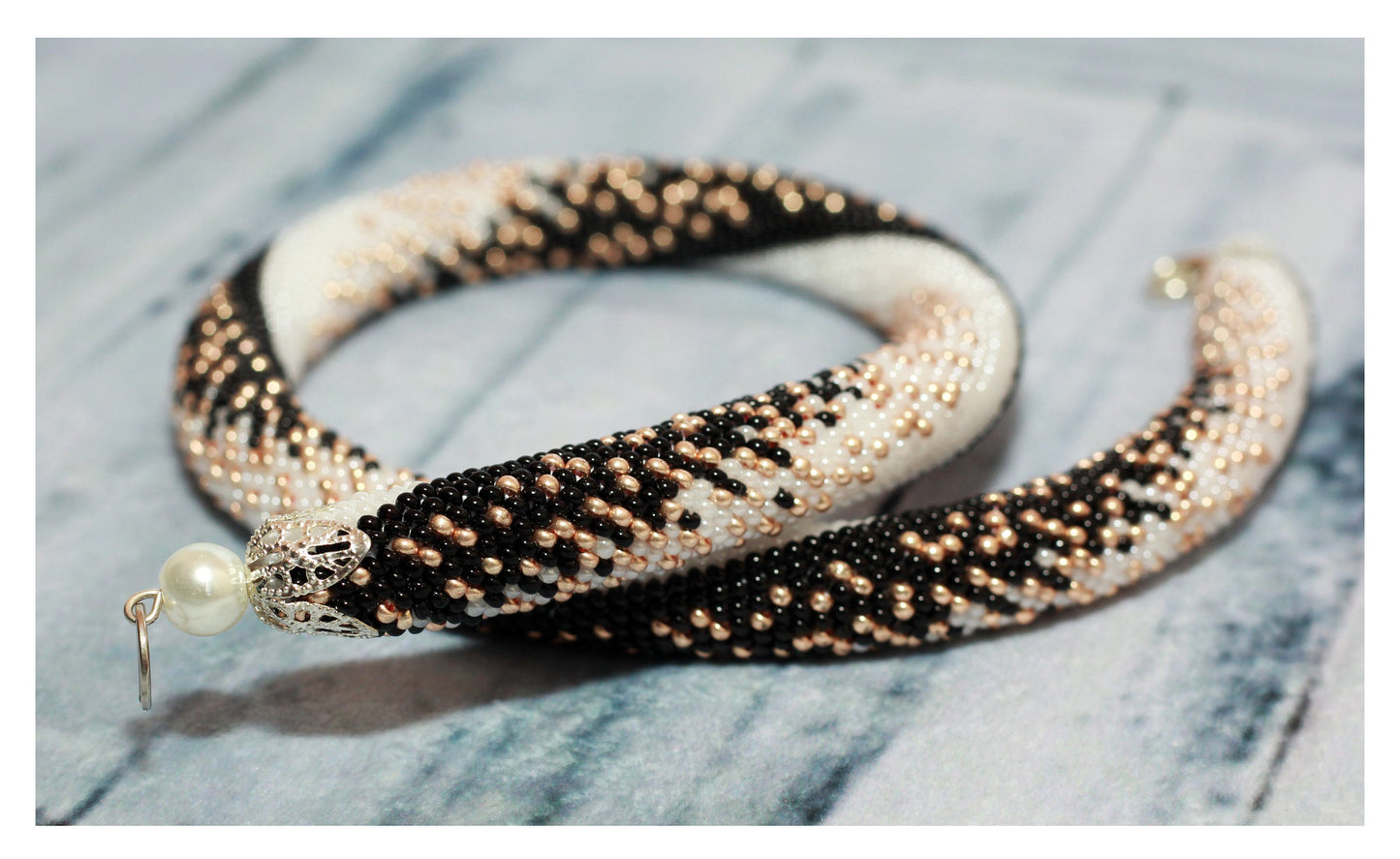 Snake Skin Crochet Rope Necklace - Formal Animal Print Jewelry for Evening Accessories