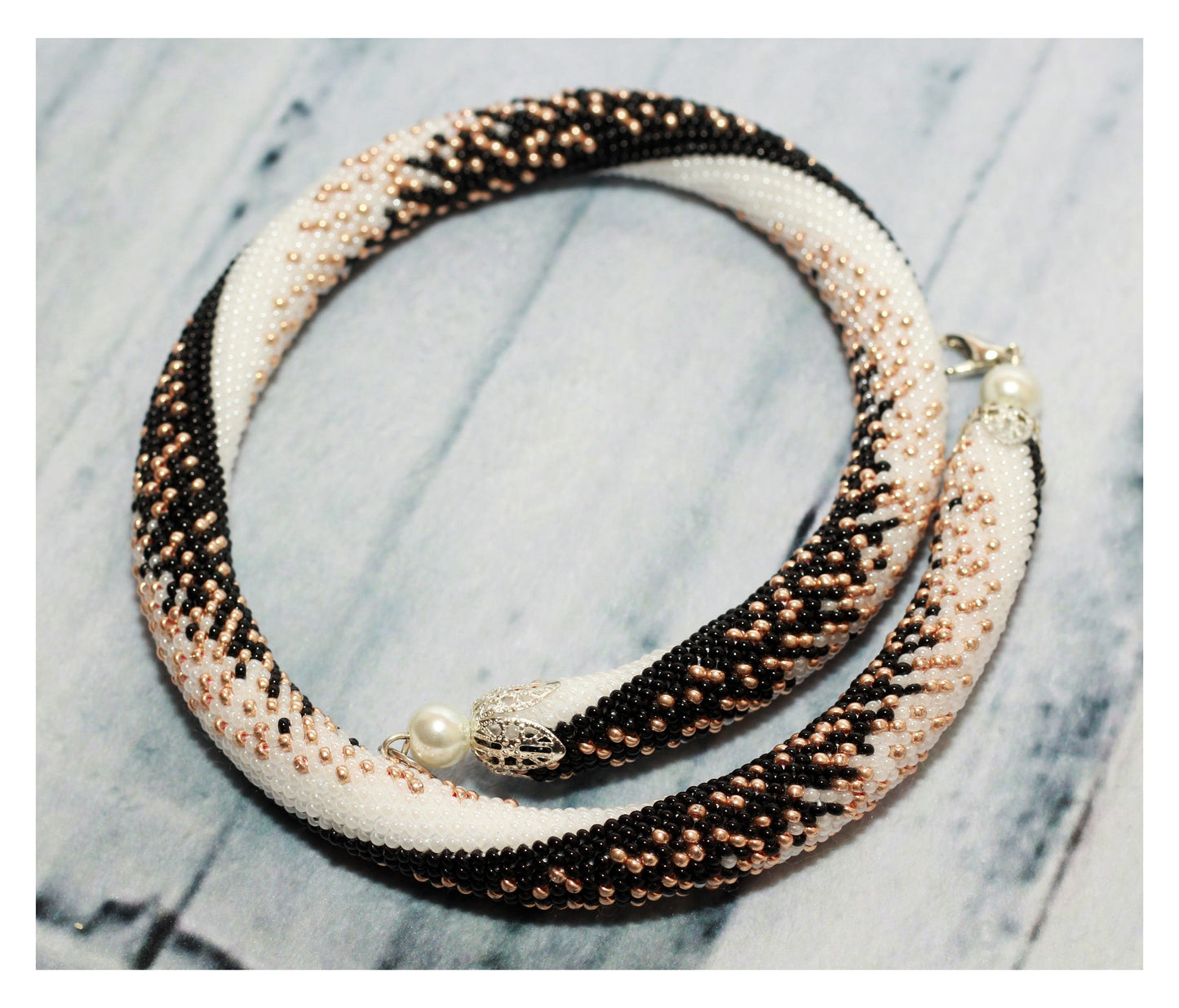 Snake Skin Crochet Rope Necklace - Formal Animal Print Jewelry for Evening Accessories