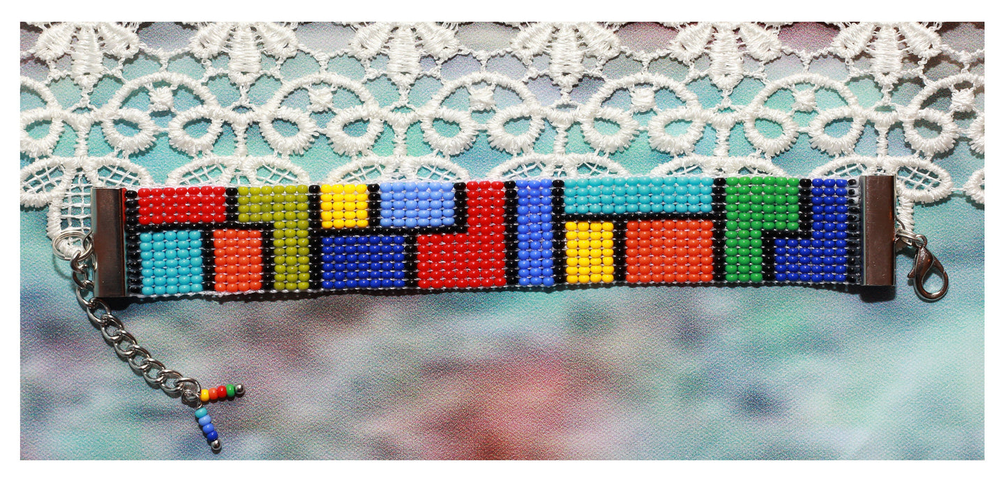 Colorful Beaded Cuff Bracelet - Multicolor Jewelry - Statement Gift for Her