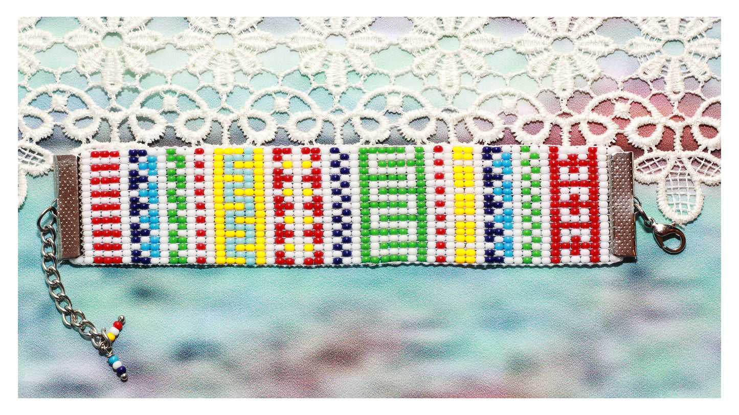 Colorful Beaded Cuff Bracelet - Statement Jewelry for Her - Handmade Gift - Colorful Boho Bracelet