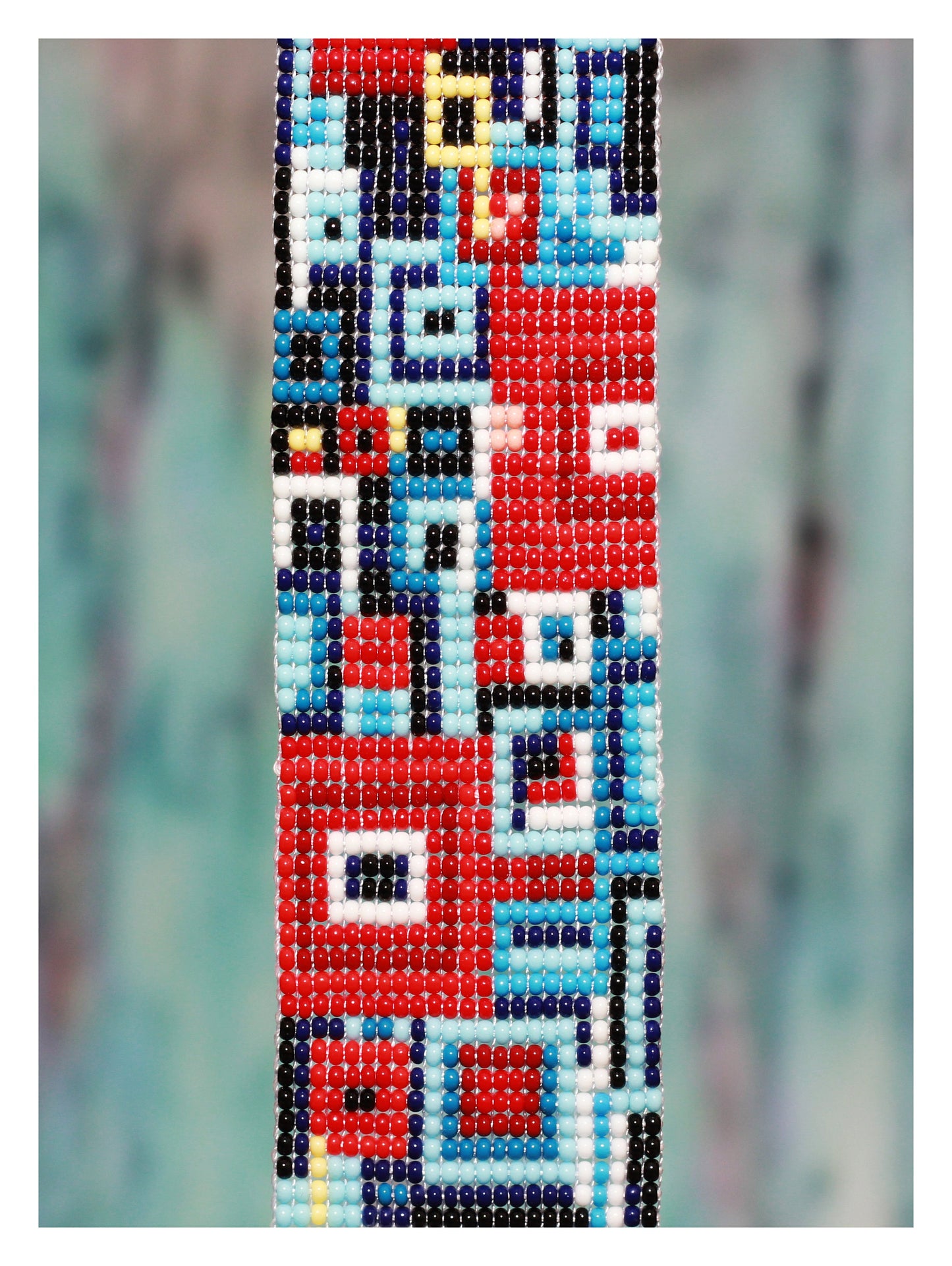Armenian Handmade Multicolor Payote Beaded Cuff Bracelet with Square Geometric Designs - Large and Unique Handcrafted Gift