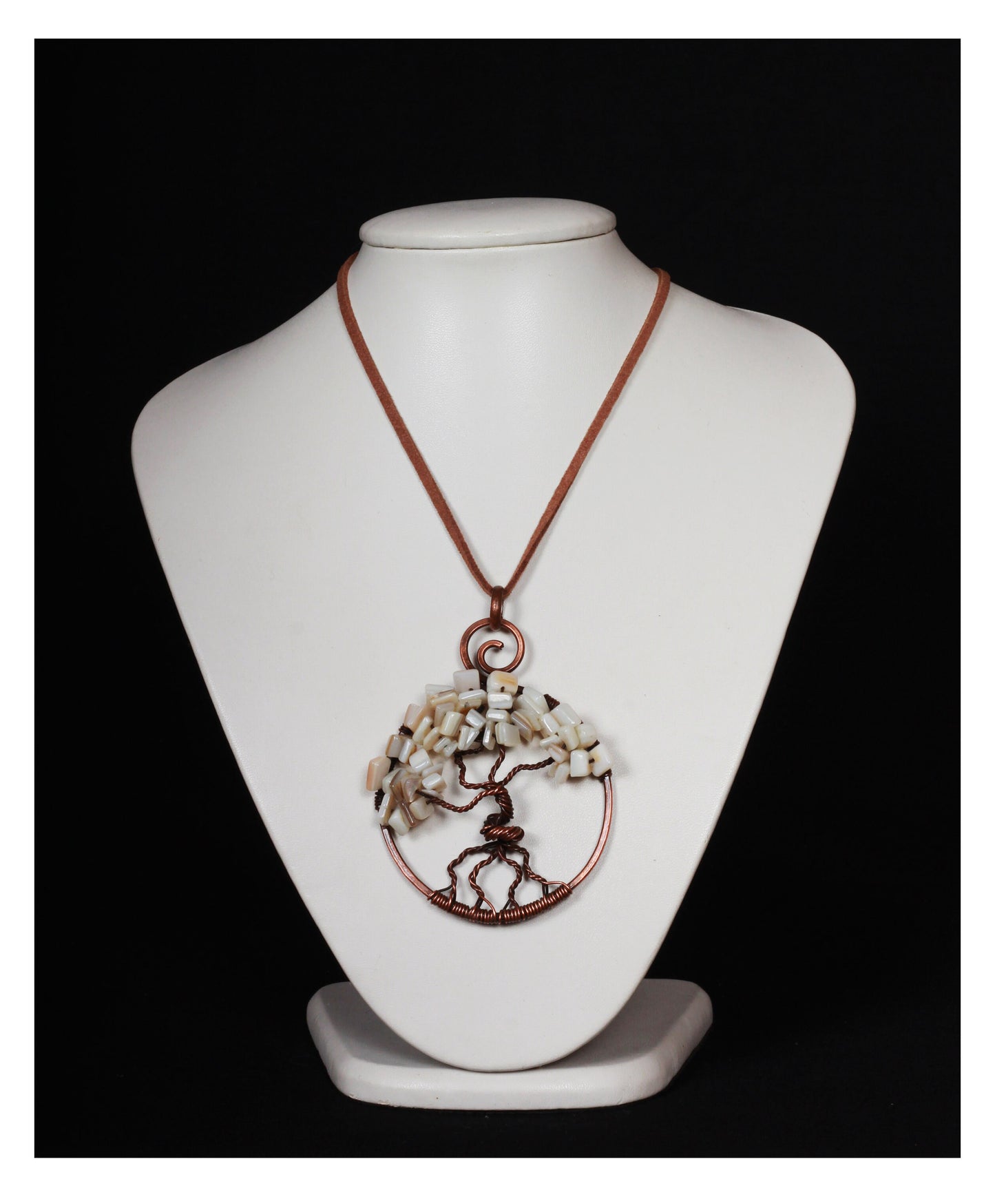 Tree of Life Pendant, Sea Shell, Spring Summer Necklace, Boho Pendant, Mother's Day Gift, Armenian Gift, White Pendant, Spring Blossom