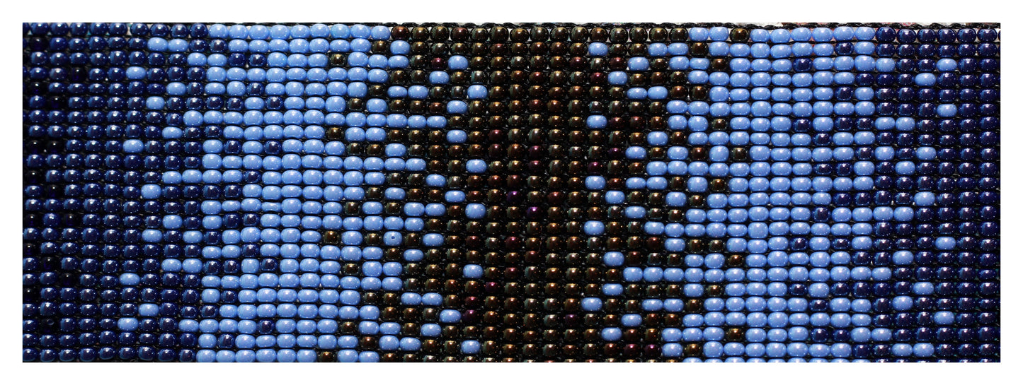 Ombre Czech Beaded Cuff Bracelet in Navy Blue - Handmade Armenian Gift