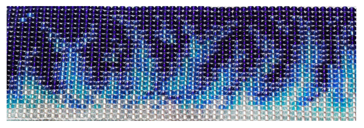 Blue Beaded Bracelet - Flames Motif Bracelet - Cuff Bracelet - Beaded Jewelry - Beaded Cuff Bracelet - Statement Bracelet - Gift For Her