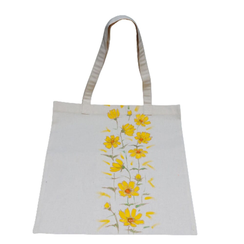 Handpainted Tote Bag - Flowers, Pomegranate, Spring Wreath - Farmers Market - Grocery Bag - Armenian Gift - Eco-friendly Canvas Shopping Bag