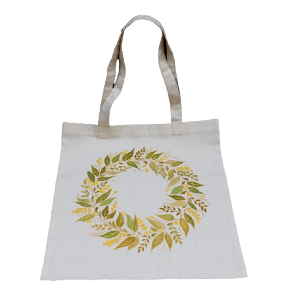 Handpainted Tote Bag - Flowers, Pomegranate, Spring Wreath - Farmers Market - Grocery Bag - Armenian Gift - Eco-friendly Canvas Shopping Bag