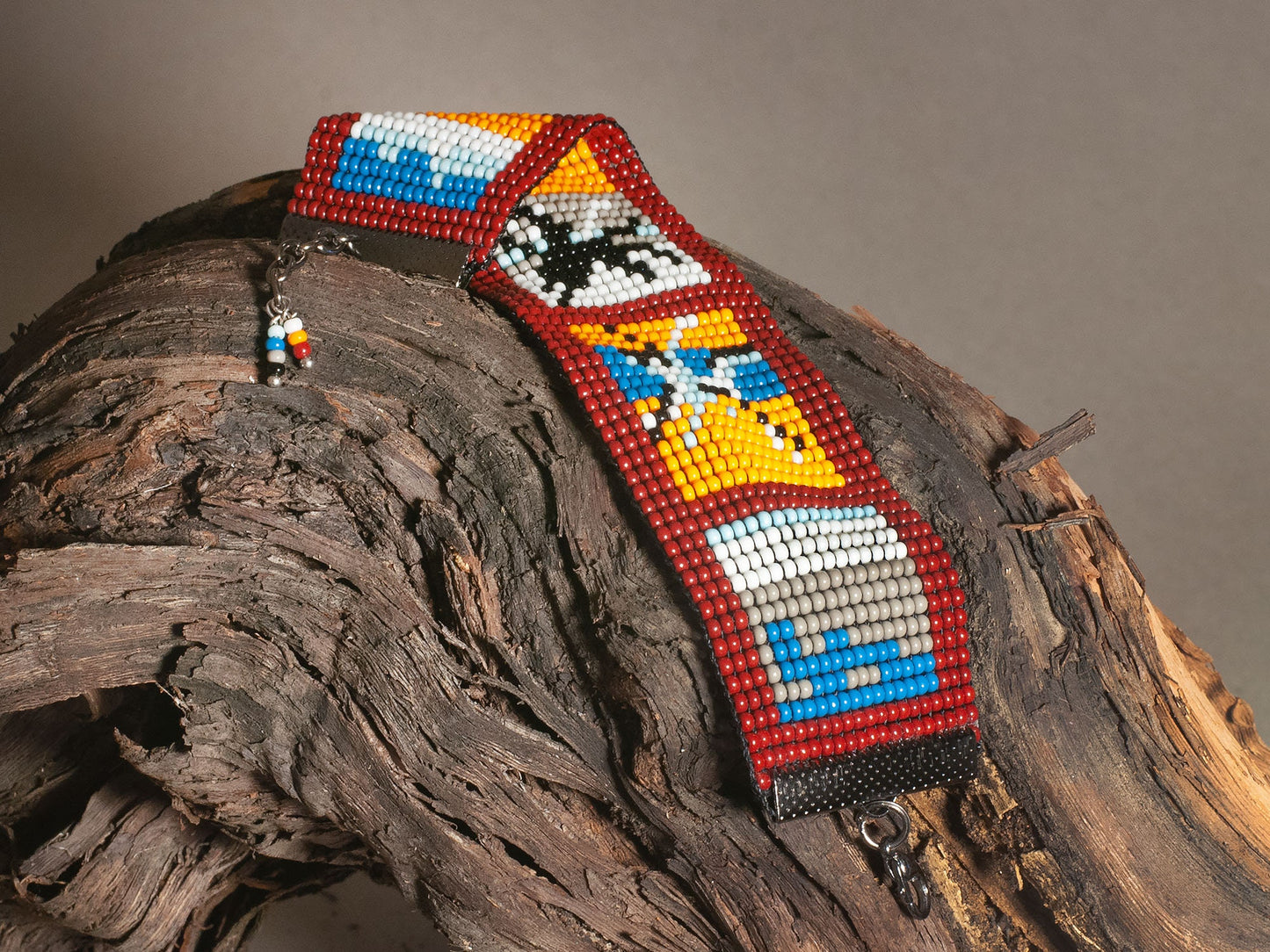 Handmade Multicolor Geometric Bracelet Gift from Armenia Red Orange Aqua Blue White Black Gray Beads Armenian Bracelet