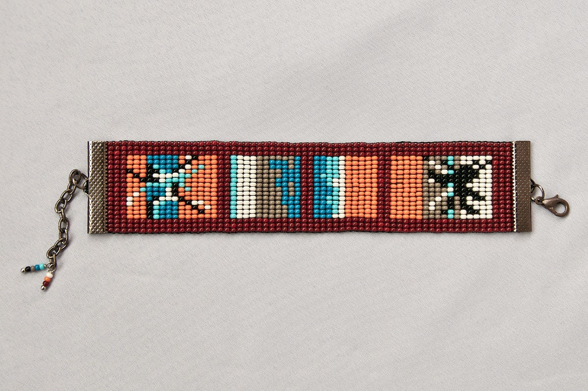 Handmade Multicolor Geometric Bracelet Gift from Armenia Red Orange Aqua Blue White Black Gray Beads Armenian Bracelet