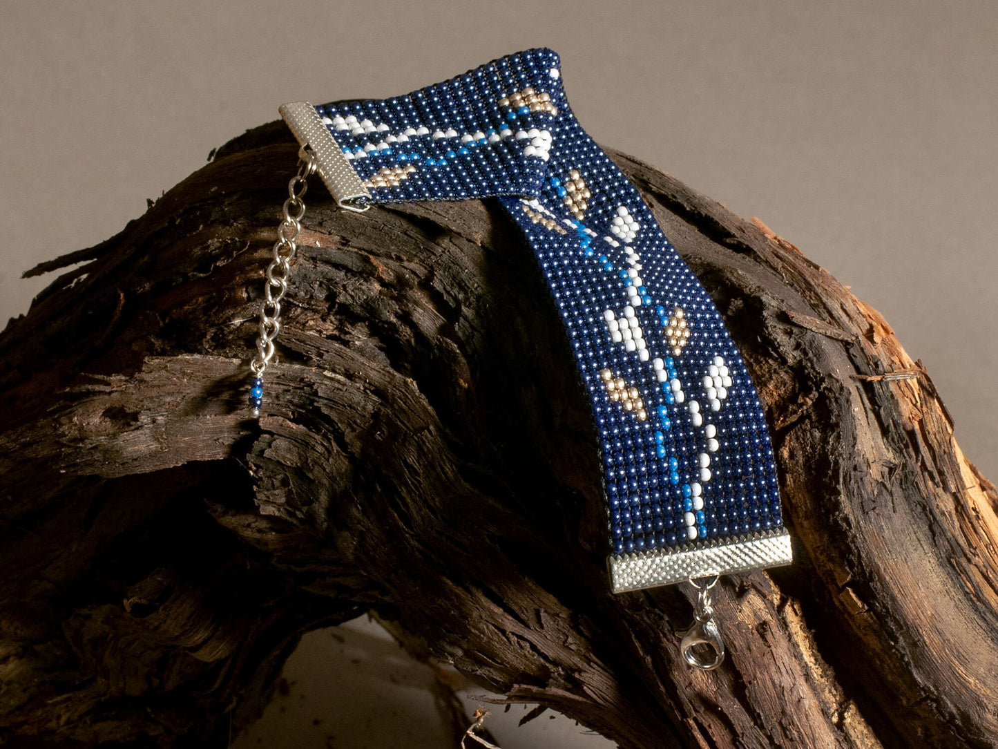 Armenian Beaded Bracelet Blue Aqua Gold and White Handmade in Armenia Armenian Gift and Art