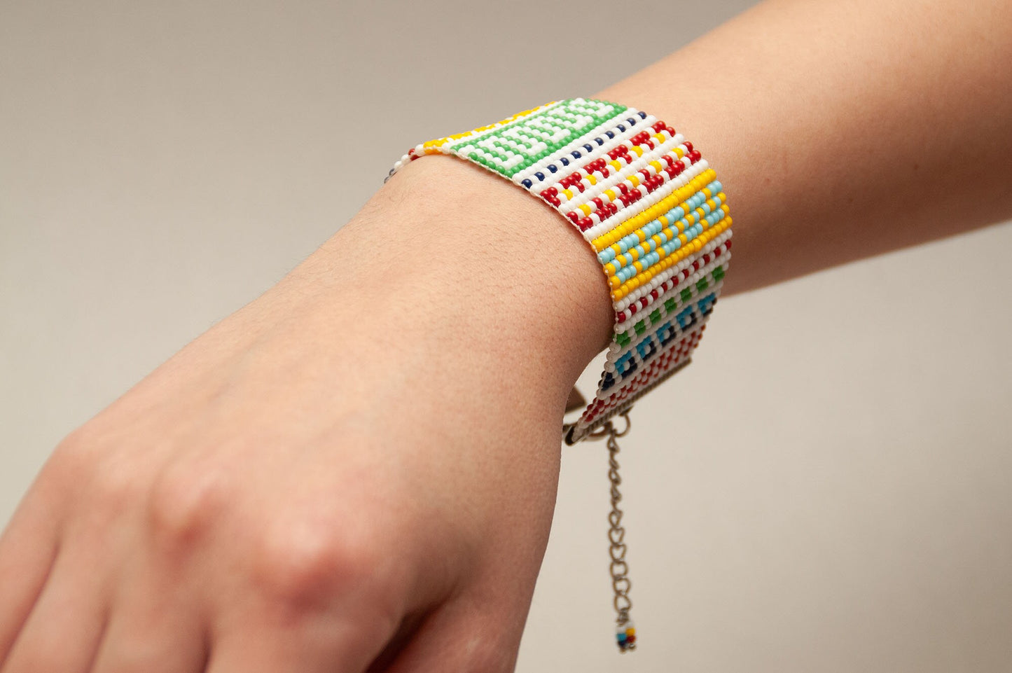 Armenian Geometric Beaded Bracelet Red White Yellow Blue Aqua Green Handmade Armenian Gift
