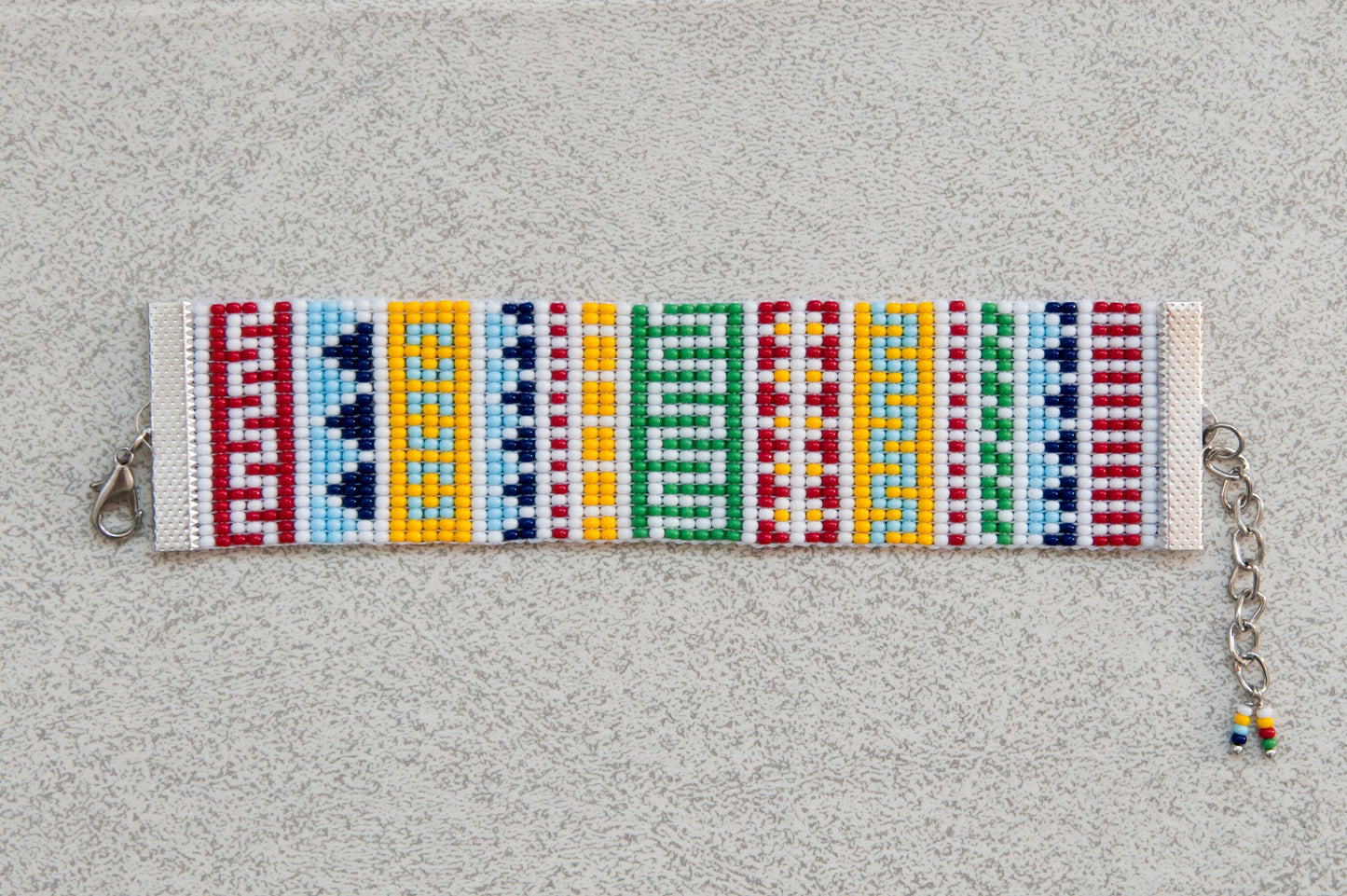 Armenian Geometric Beaded Bracelet Red White Yellow Blue Aqua Green Handmade Armenian Gift