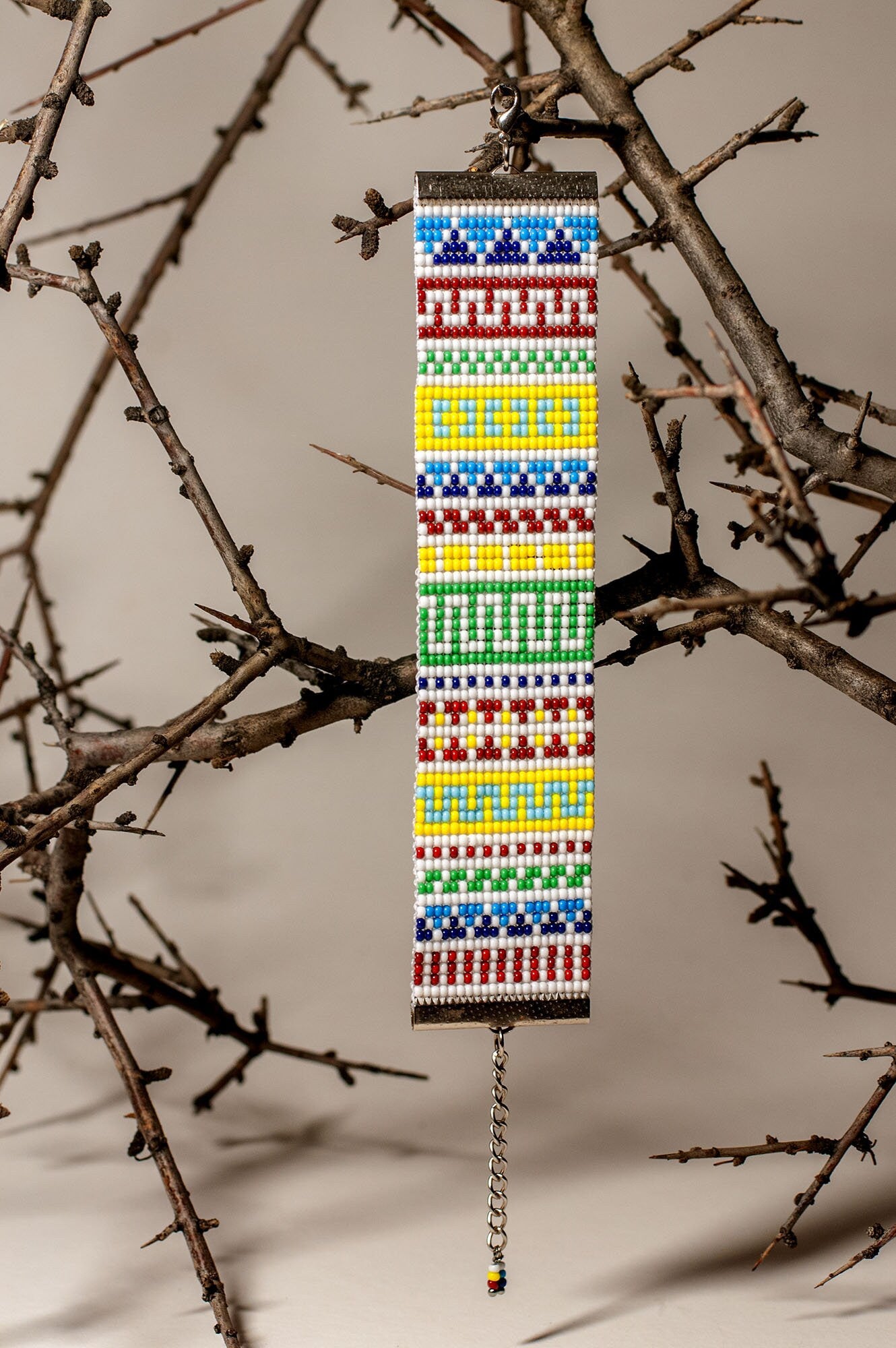 Armenian Geometric Beaded Bracelet Red White Yellow Blue Aqua Green Handmade Armenian Gift
