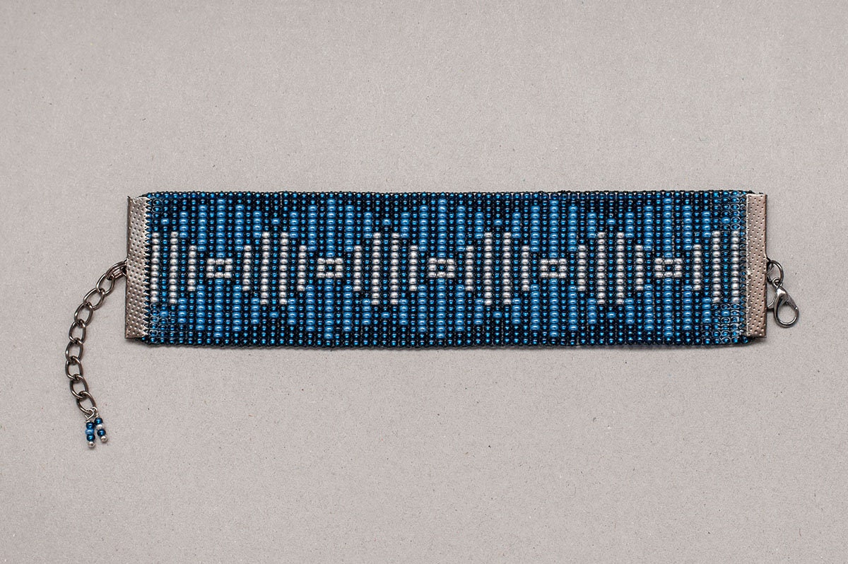 Royal Blue Beaded Cuff Bracelet - Midnight Blue Armenian Gift - Contemporary Modern Style