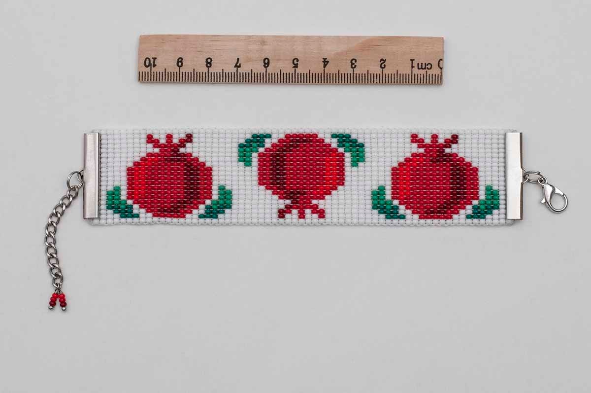 Armenian Symbols Pomegranate Bracelet - Ethnic Traditional Motifs Gift Handmade