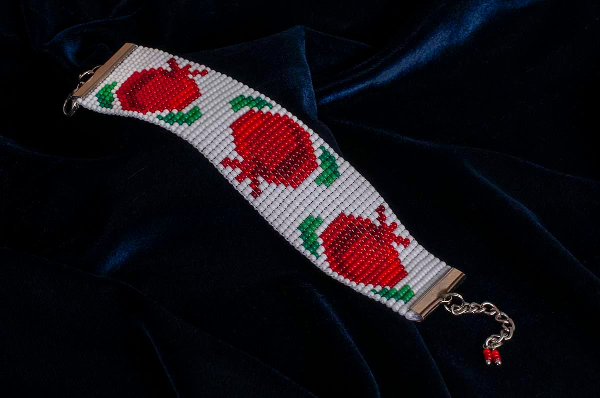 Armenian Symbols Pomegranate Bracelet - Ethnic Traditional Motifs Gift Handmade