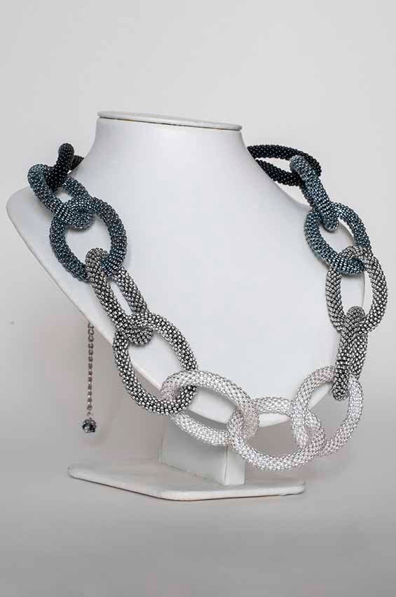 Chunky Cable Chain Ombre Necklace - Handmade Armenian Seed Bead - Knotted Design