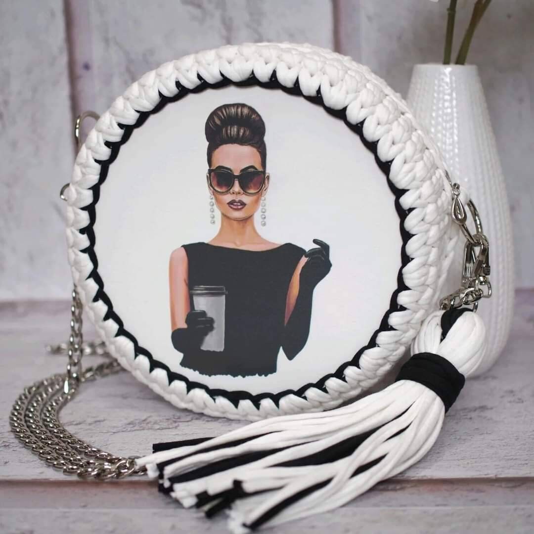 Audrey Hepburn Breakfast at Tiffany Black and White Handmade Purse Fan Gift and Timeless Accessory