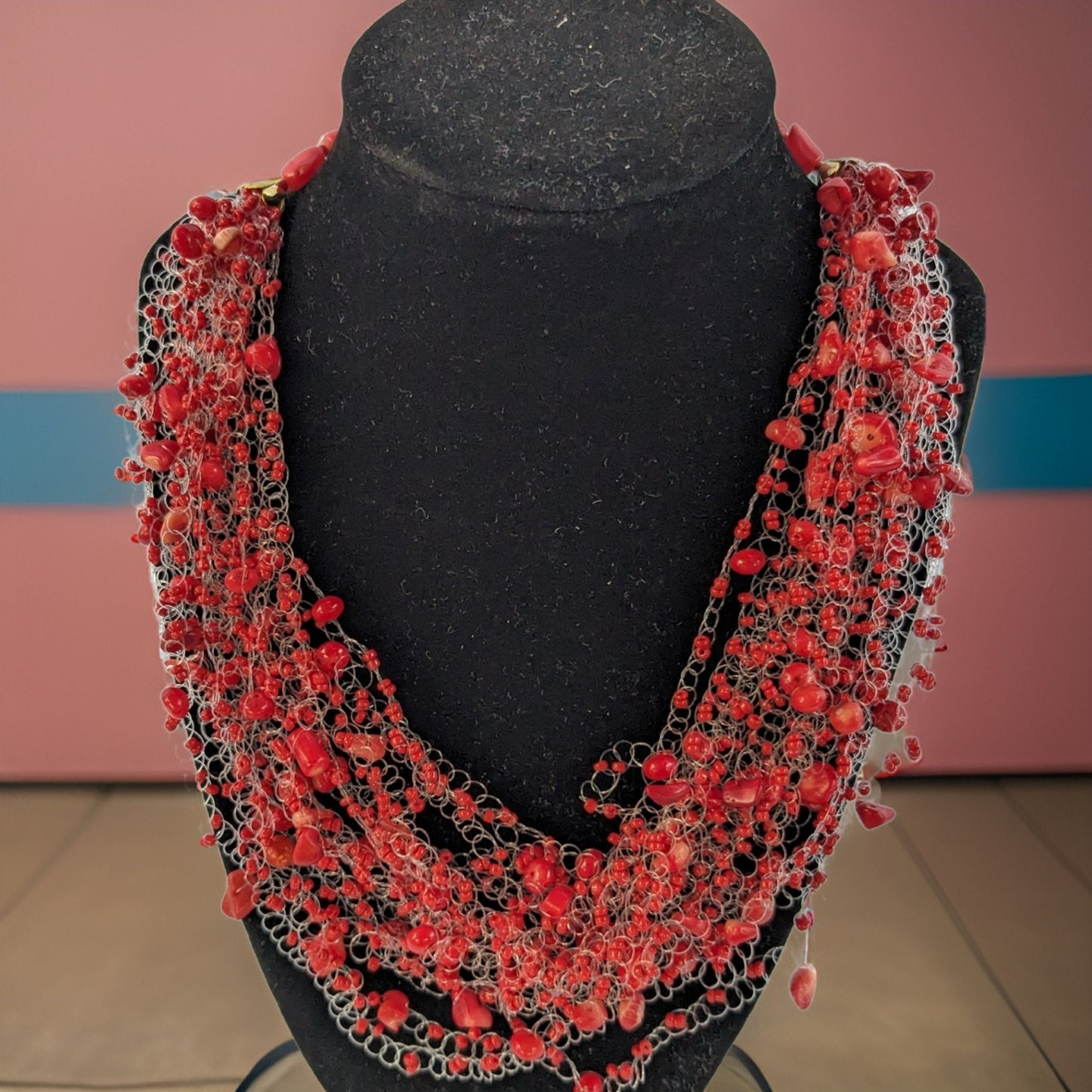 Dark Orange Stone Fragments Necklace - Fall Trend Handcrafted Jewelry - Unique Boho Chic Accessory for Autumn