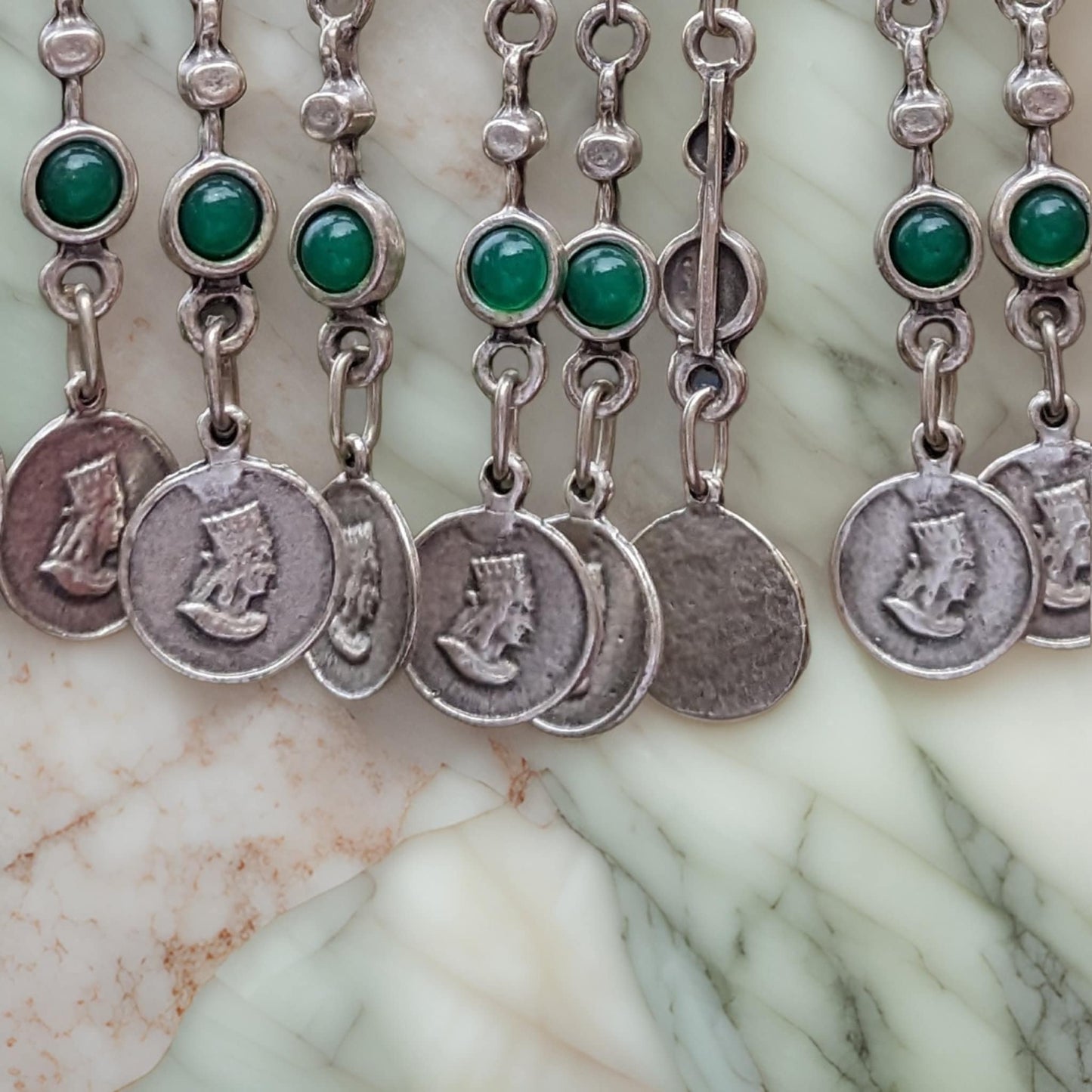 Armenian King Tigran Coin Statement Necklace with Natural Green Stone - Bohemian Primitive Style - Unique Handcrafted Jewelry - Etsy