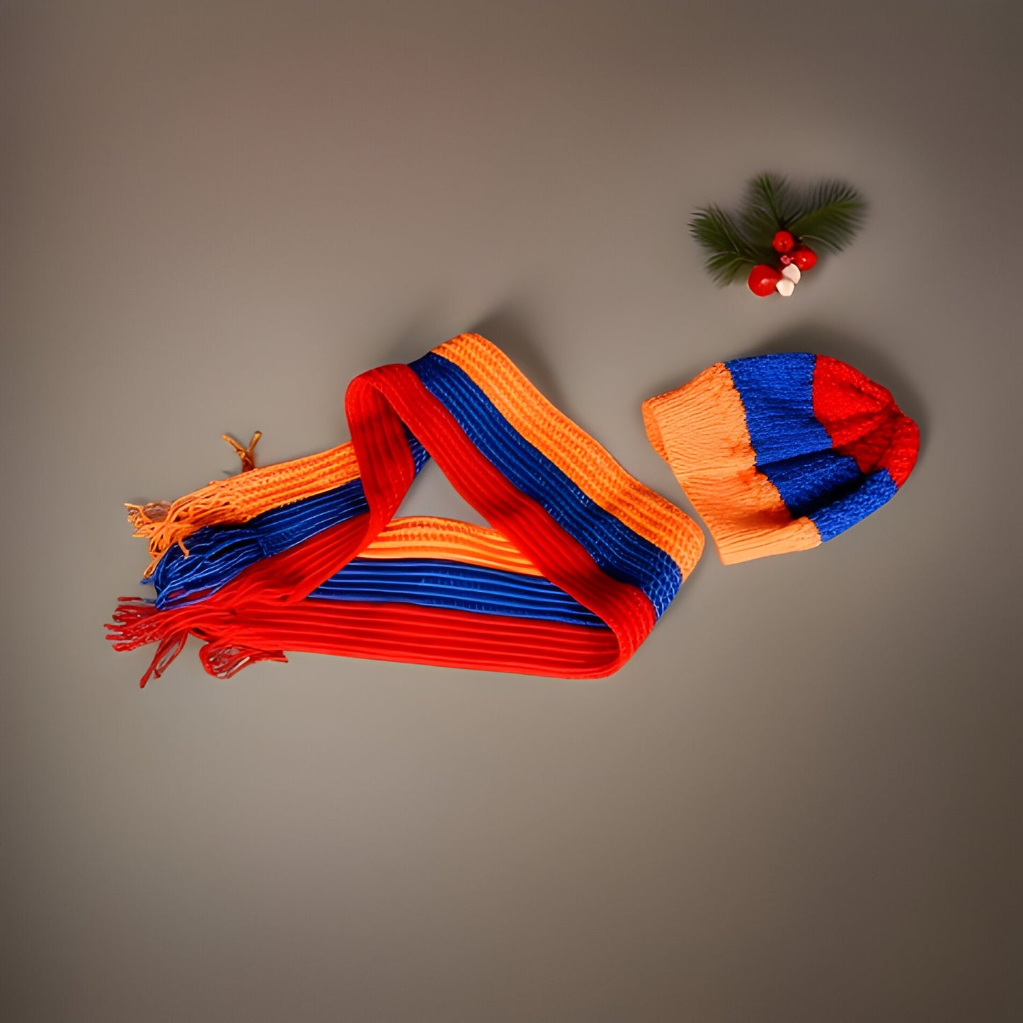Flag Beanie and Scarf Set - Perfect for Armenian Family Photoshoots and Christmas Photoshoots - Stay Warm with the Armenian Flag Beanie Set