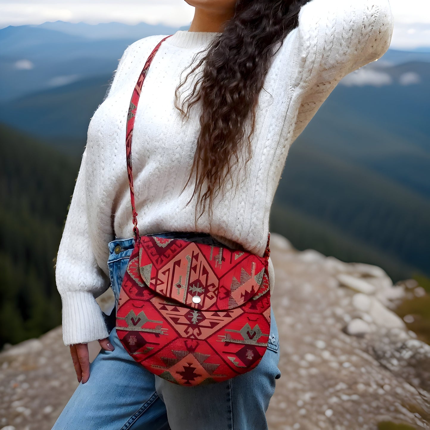 Bohemian Handbag | Armenian Carpet | Armenian Rug | Tribal Purse | Carpet Bag | Armenian Gift | Armenian Motif | Armenian Pomegranate
