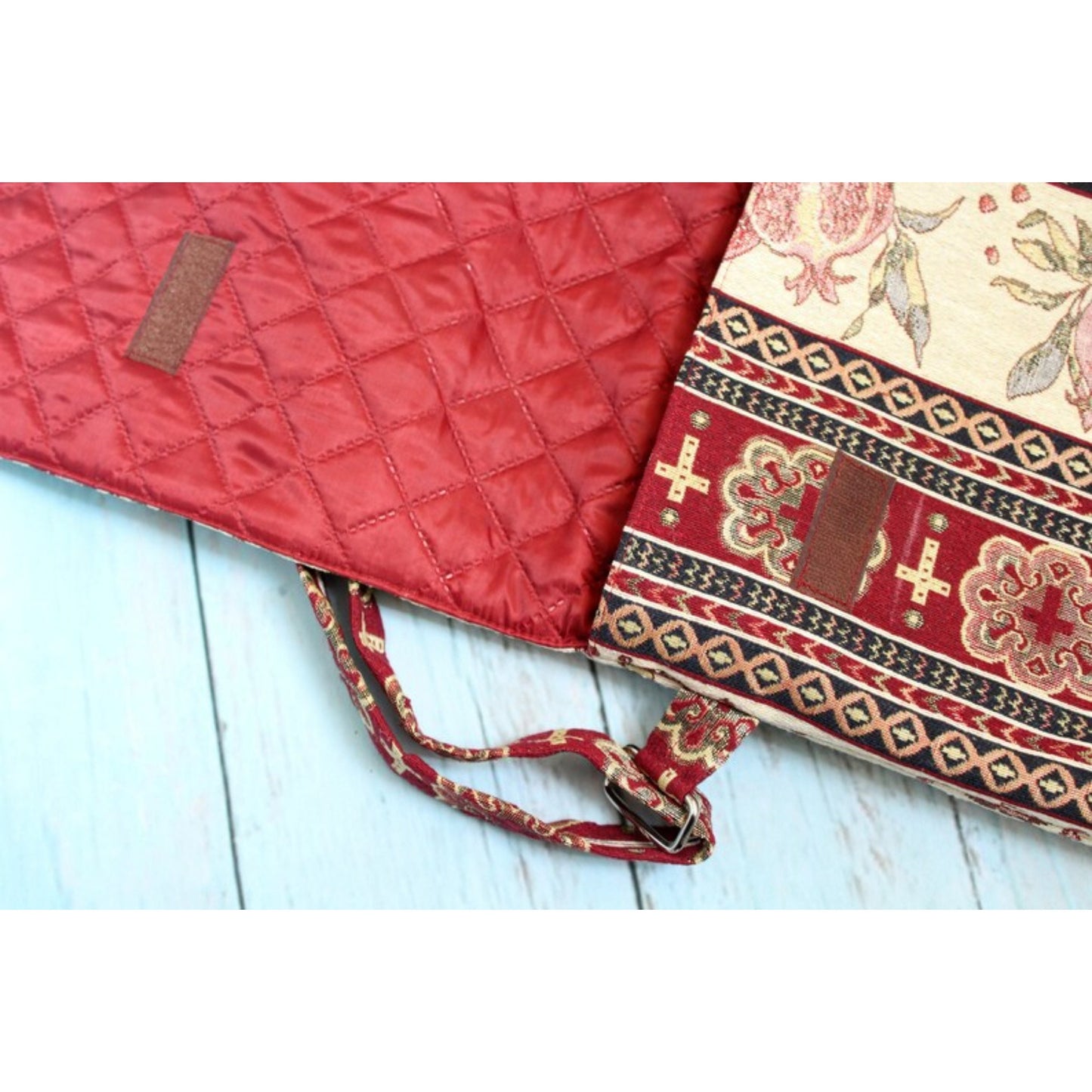 Armenian Carpet Fabric Laptop Padded Interior Bag - Customizable Size - Ideal for Graduation, New Job, Student, and Career Women