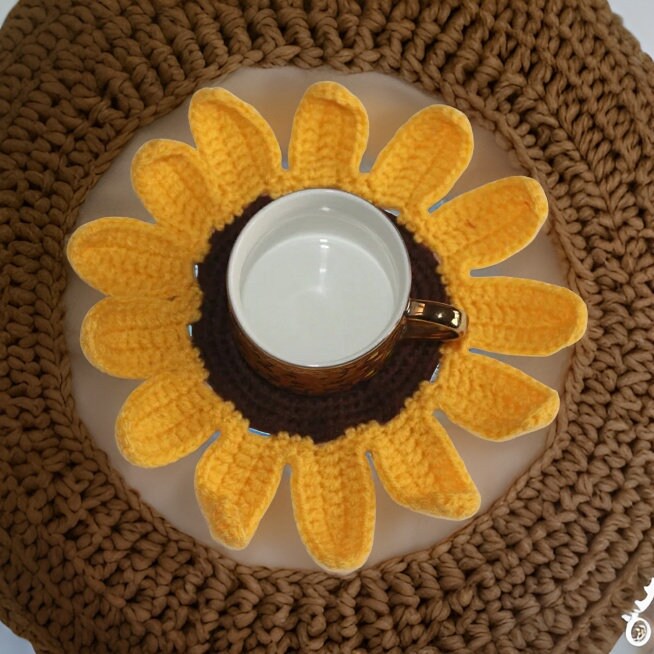 Set of 6 Crochet Coasters & Doilies - Sunflower, Pearl Flower, Spiral Flower, Elegant Flower - Home Decor and Candle Accessories