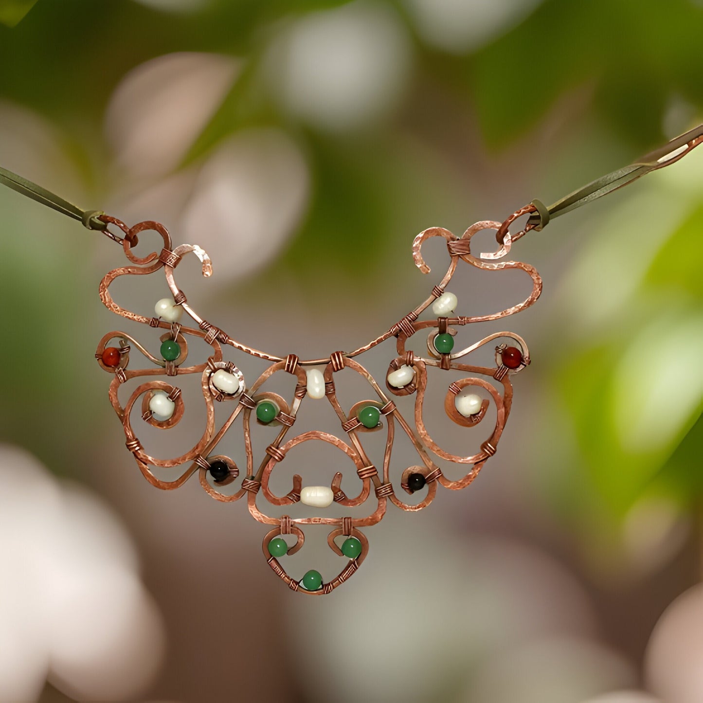 Fantasy Wire-Wrapped Filigree with Semi-Precious Stones - Lord of the Rings Historical-Inspired Jewelry - Luxurious Garden Fairy-Inspired