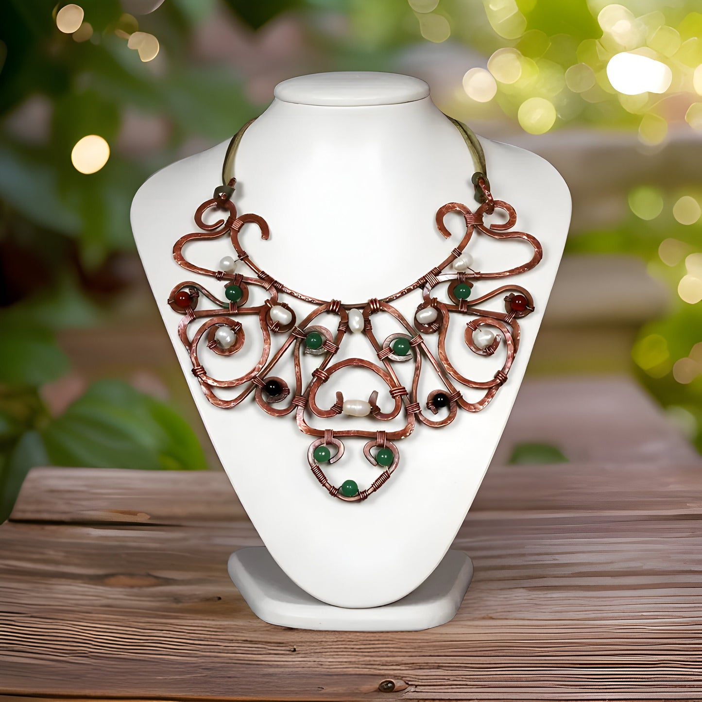 Fantasy Wire-Wrapped Filigree with Semi-Precious Stones - Lord of the Rings Historical-Inspired Jewelry - Luxurious Garden Fairy-Inspired