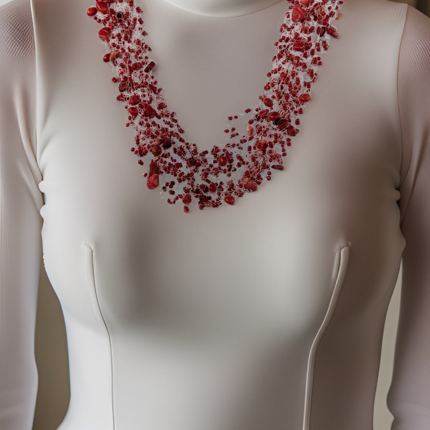 Dark Orange Stone Fragments Necklace - Fall Trend Handcrafted Jewelry - Unique Boho Chic Accessory for Autumn