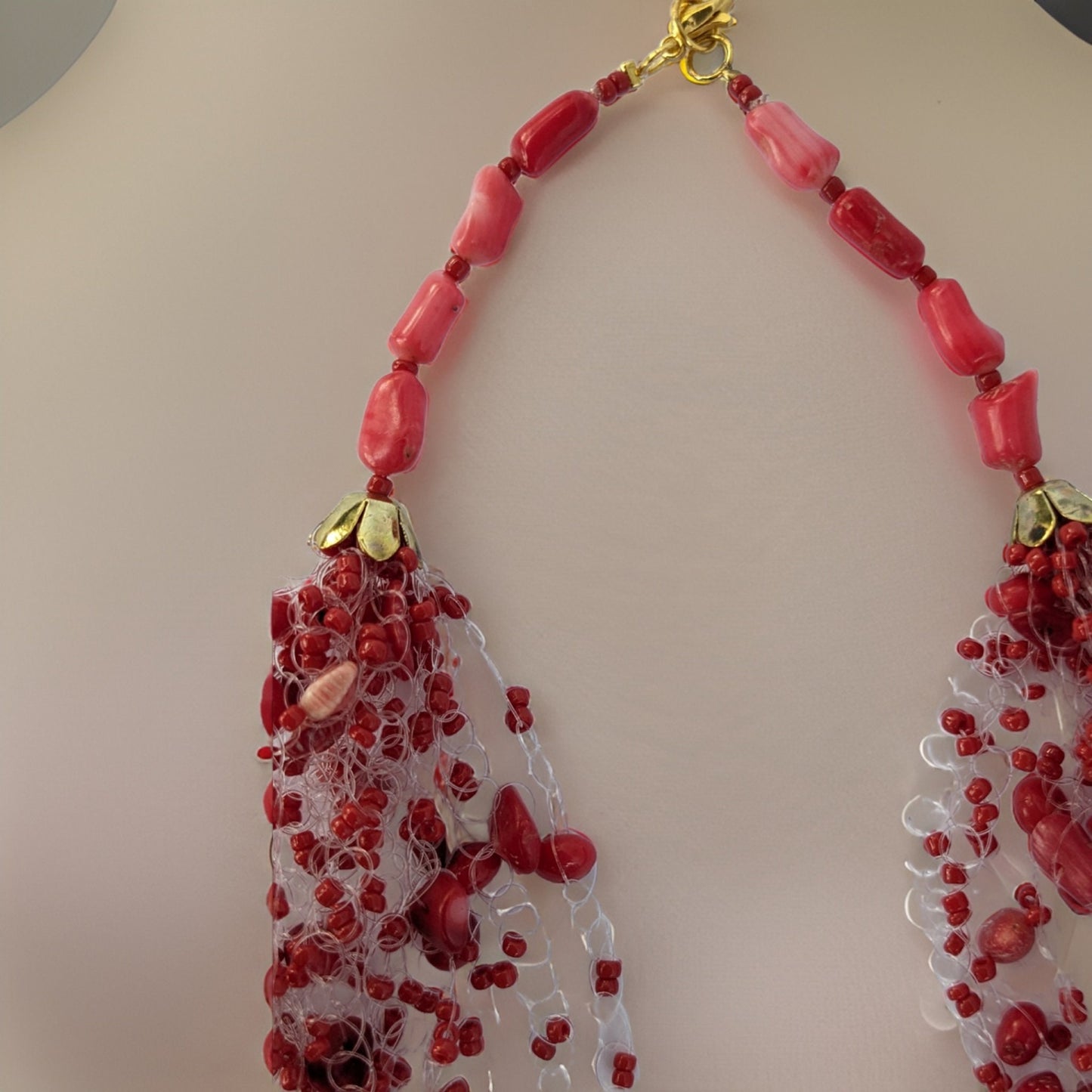 Dark Orange Stone Fragments Necklace - Fall Trend Handcrafted Jewelry - Unique Boho Chic Accessory for Autumn