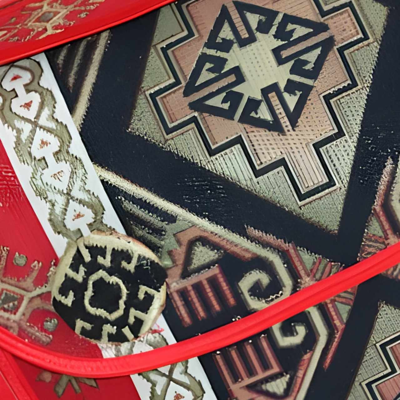 Red Armenian Motifs Cross Body Bag - Authentic Armenian Traditional Gift - Boho Ethnic Purse - Stylish and Original Shoulder Bag
