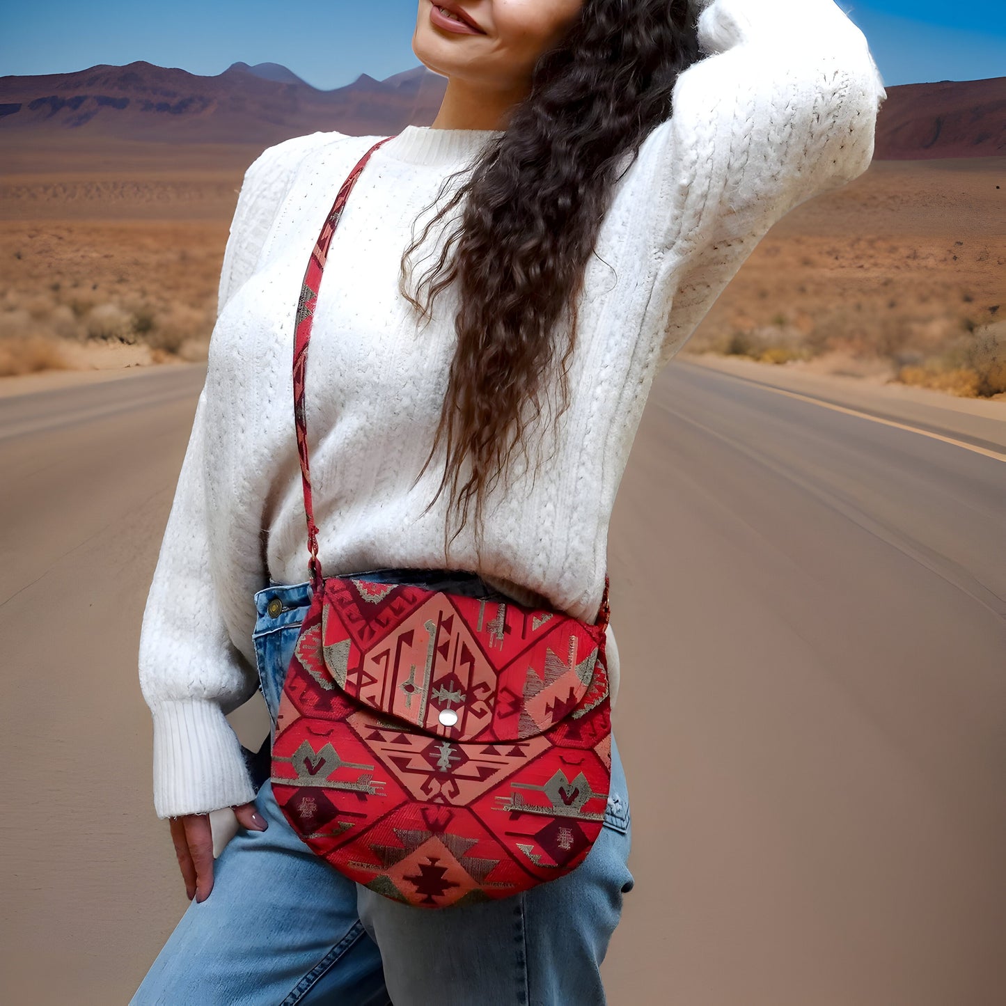 Bohemian Handbag | Armenian Carpet | Armenian Rug | Tribal Purse | Carpet Bag | Armenian Gift | Armenian Motif | Armenian Pomegranate