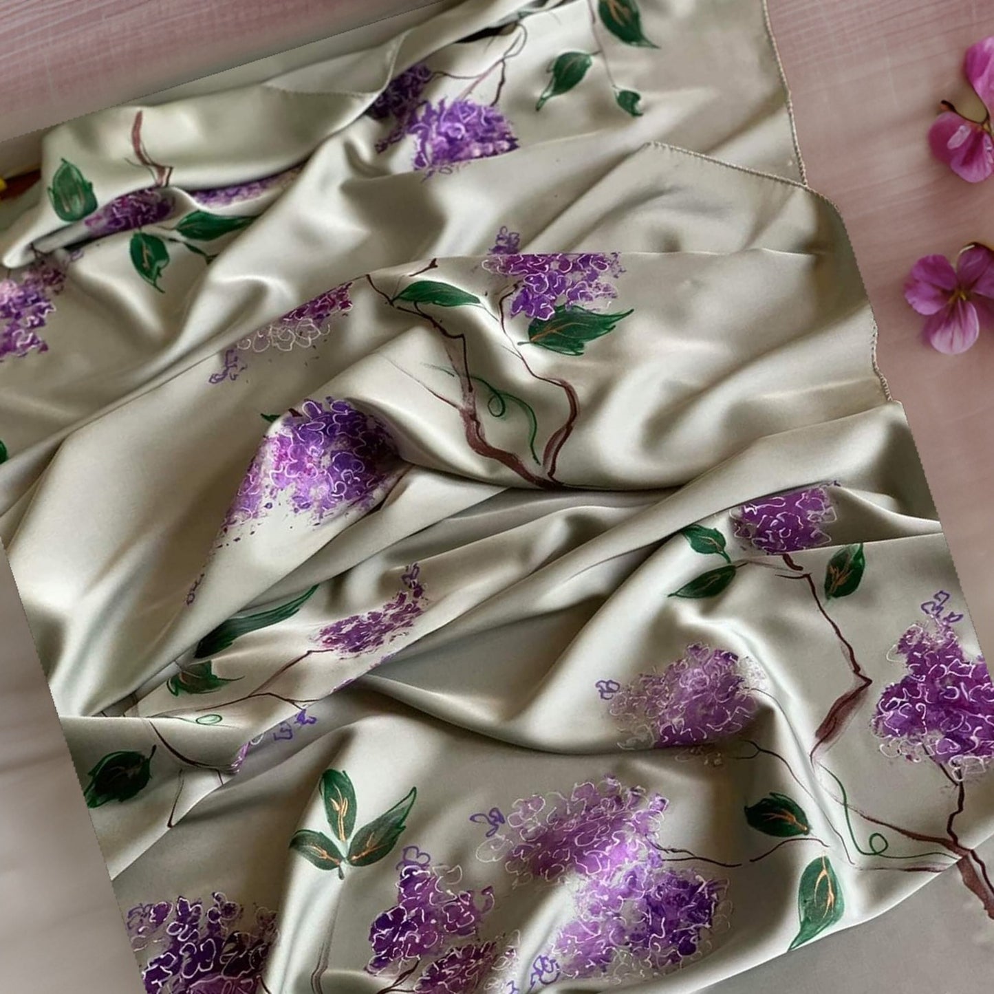 Lavender Handpainted Infinity Scarf - Lightweight Spring Summer Fashion Accessory - Perfect Bridesmaid Gift