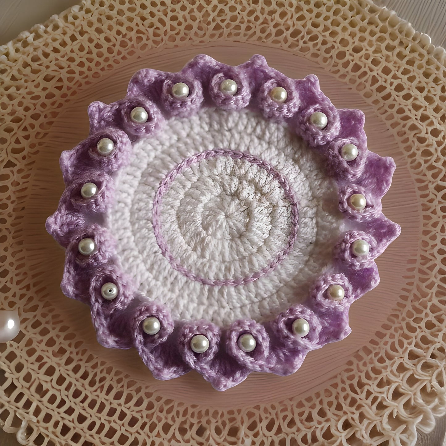 Set of 6 Crochet Coasters & Doilies - Sunflower, Pearl Flower, Spiral Flower, Elegant Flower - Home Decor and Candle Accessories