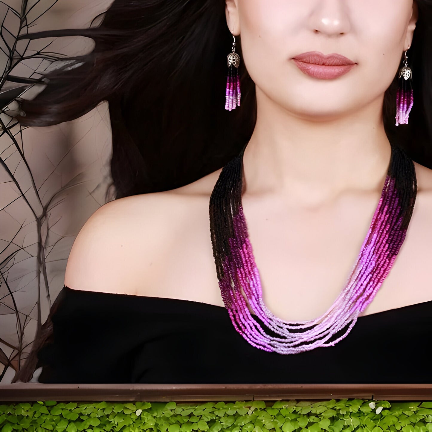 Multistrand Beaded Necklace And Dangle Earrings Jewelry Set - Elegant, Versatile, and Perfect for Any Occasion