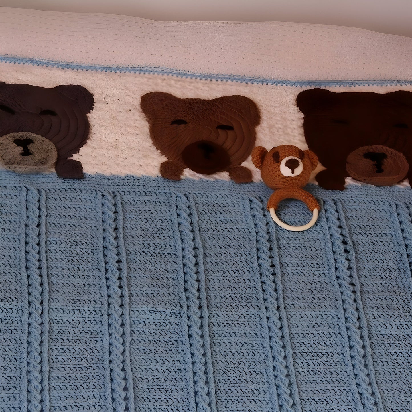 Three Little Bears Blanket and Rattle Set - Crochet Baby Bear Set - Baby Shower or 1st Birthday Gift - Gender-Neutral