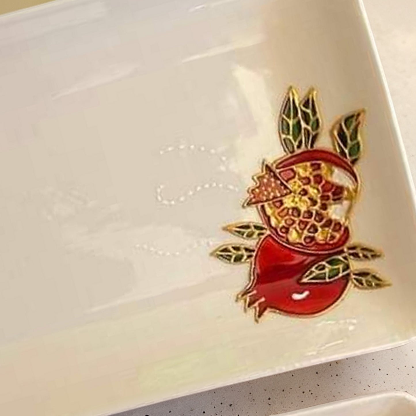 Hand-Painted Pomegranate Seeds Ornamental Serving Plates - Set of 3 Armenian Gift for Newlyweds Beautifully Crafted Serveware