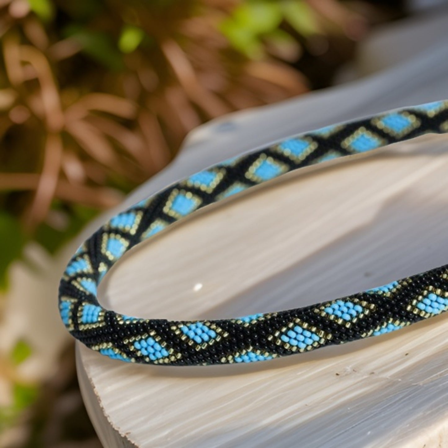Modern Geometric Rope Necklace - Statement Beadwork Design - Handcrafted
