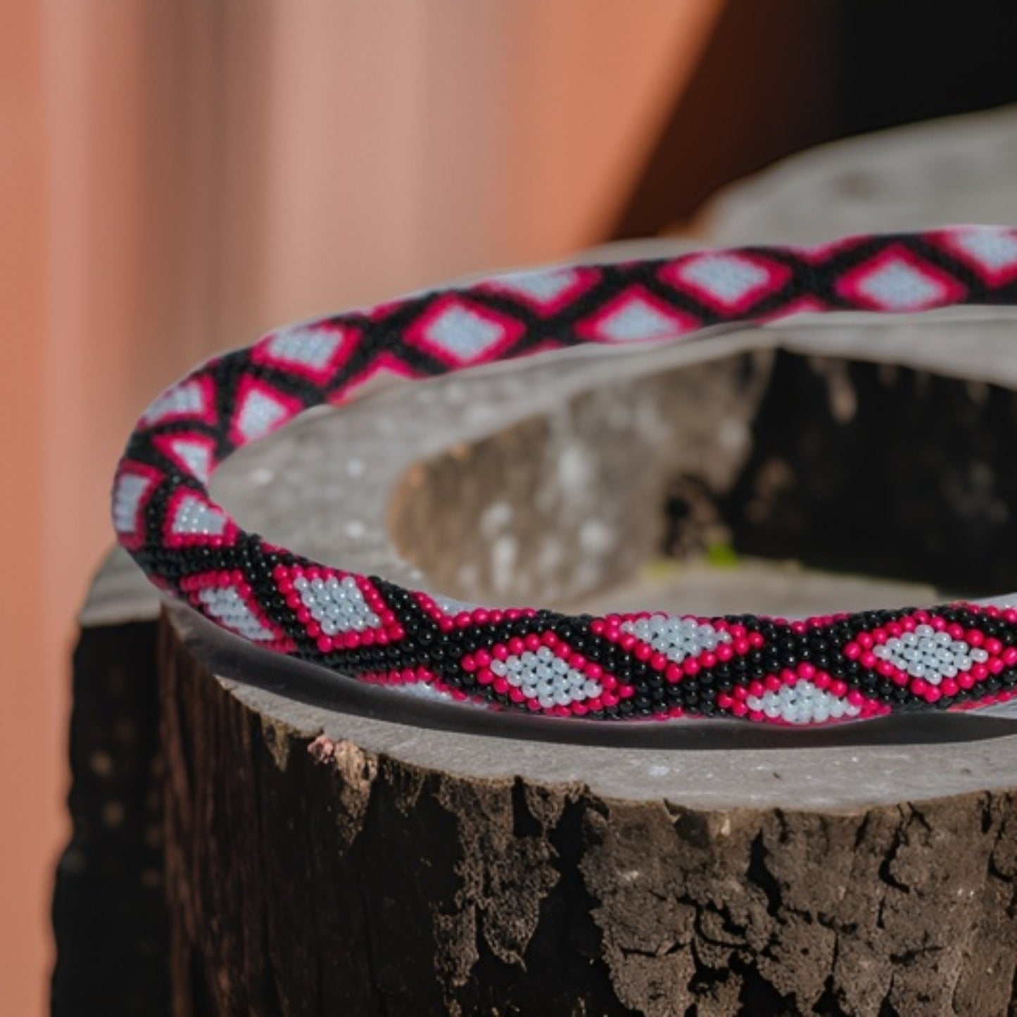Modern Geometric Rope Necklace - Statement Beadwork Design - Handcrafted