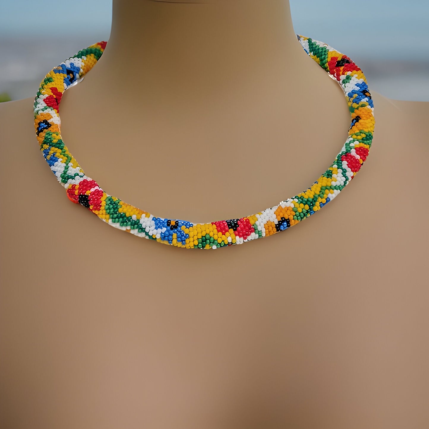 Spring and Summer Flower Statement Necklace with Beaded Detail - Romantic and Prom Jewelry for the Beach